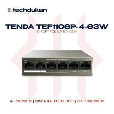 Tenda TEF1106P-4-63W 6-Port PoE Switch 63W