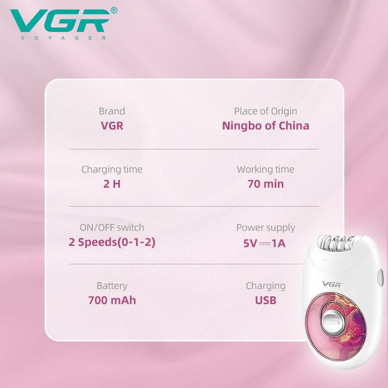 VGR V-706 Cordless Professional Women Epilator with 18 Tweezers for Face, Legs, Underarms & Bikini area — Image 7 — VGR