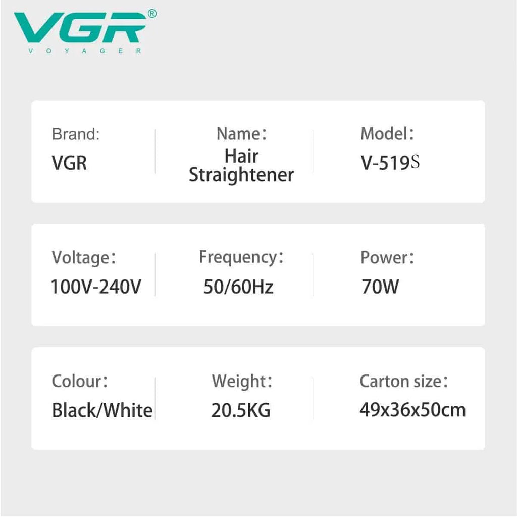VGR V-519S Professional Hair Straightener 38mm Ceramic Plates — Image 6 — VGR