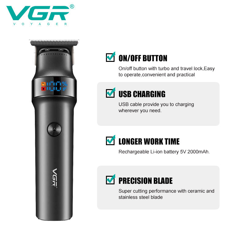 VGR V-987 Turbo 7000RPM Zero Gapped Cordless Hair Clipper — Image 4 — VGR