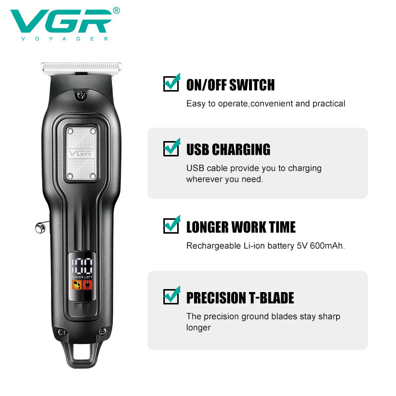 VGR V-918 Digital Display Professional Cordless Hair Clippers Hair Grooming Set Beard Trimming — Image 4 — VGR