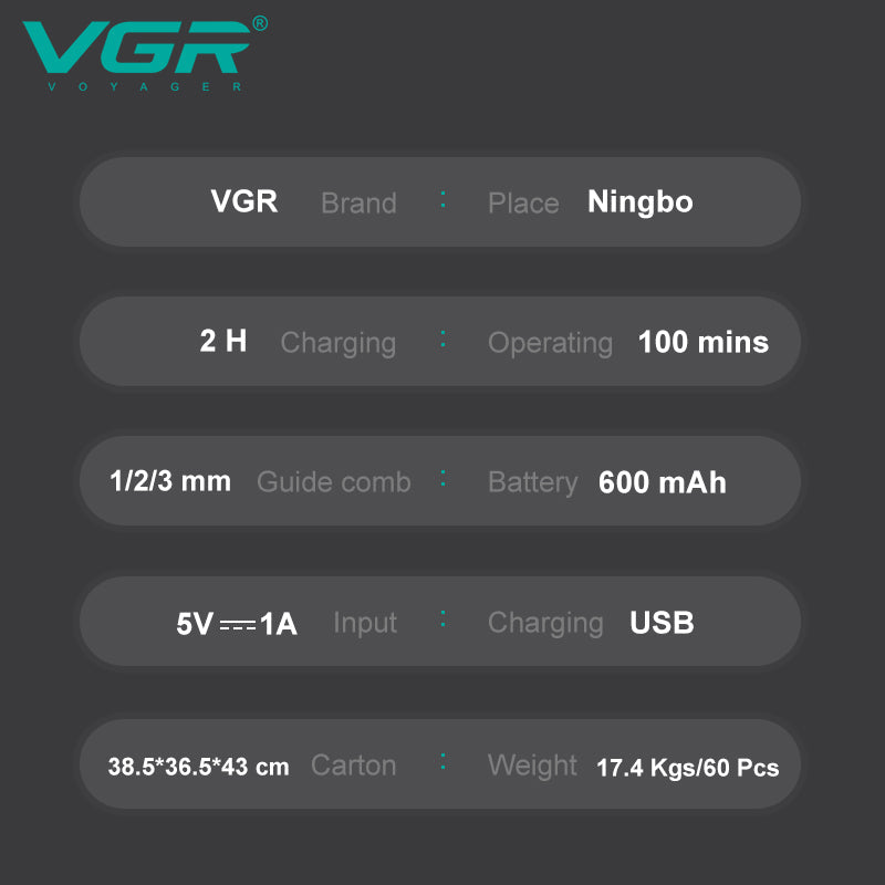 VGR V-918 Digital Display Professional Cordless Hair Clippers Hair Grooming Set Beard Trimming — Image 7 — VGR