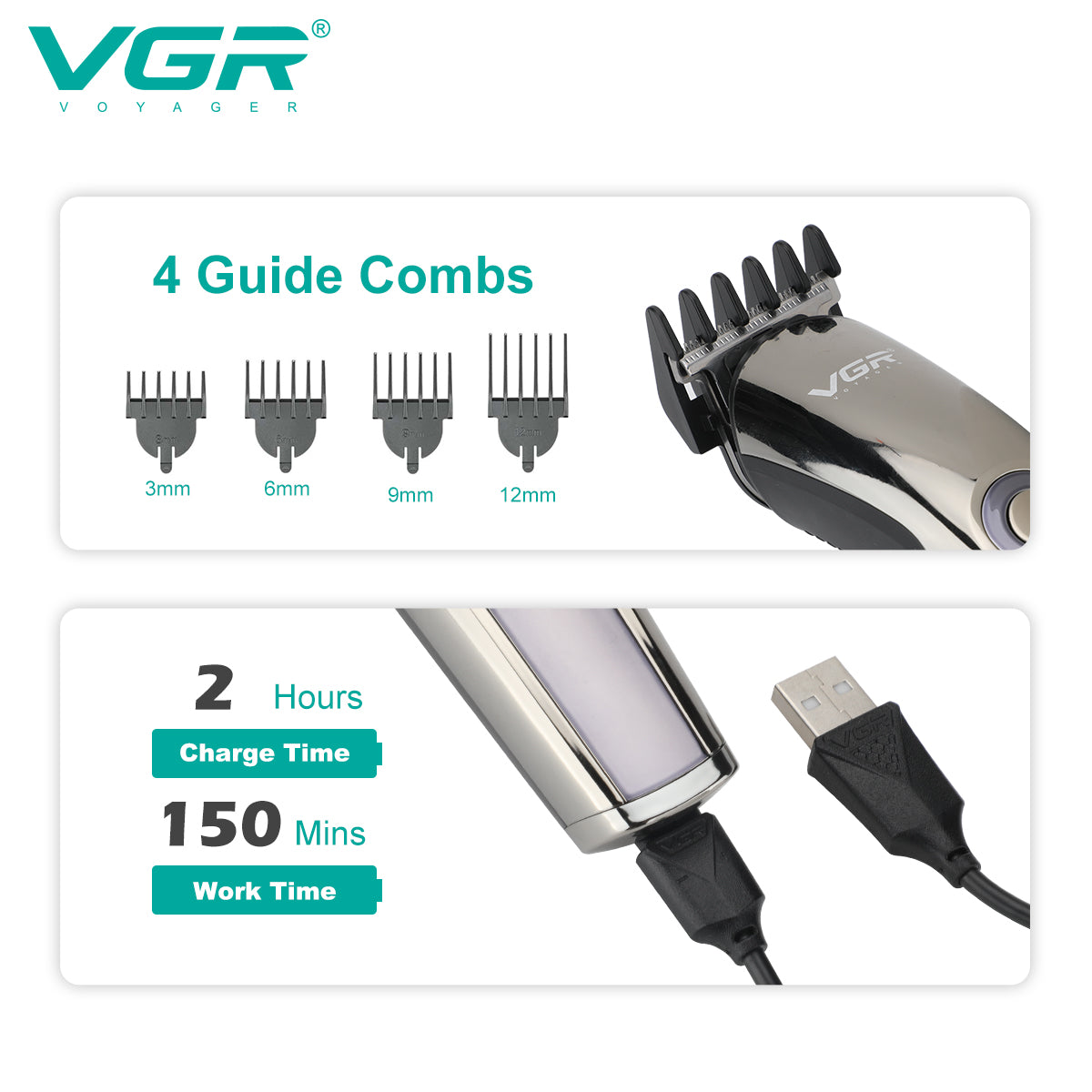 VGR V-107 Professional 11in1 IPX6 Washable Grooming Kit Trimmer for Men.
