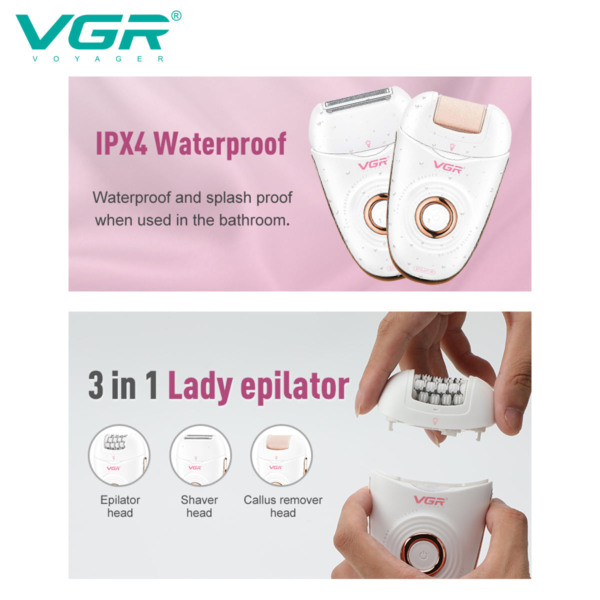 VGR V-739 Female Body Epilator — Image 5 — VGR
