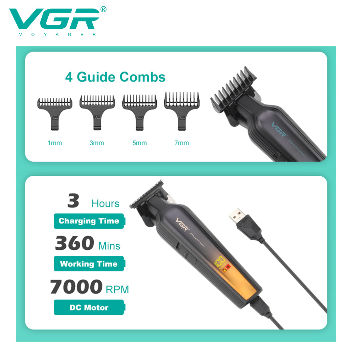 VGR V-930 Professional Cord/Cordless Hair Trimmer for Men's & Boy's — Image 4 — VGR