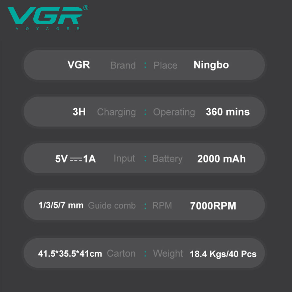 VGR V-930 Professional Cord/Cordless Hair Trimmer for Men's & Boy's — Image 6 — VGR