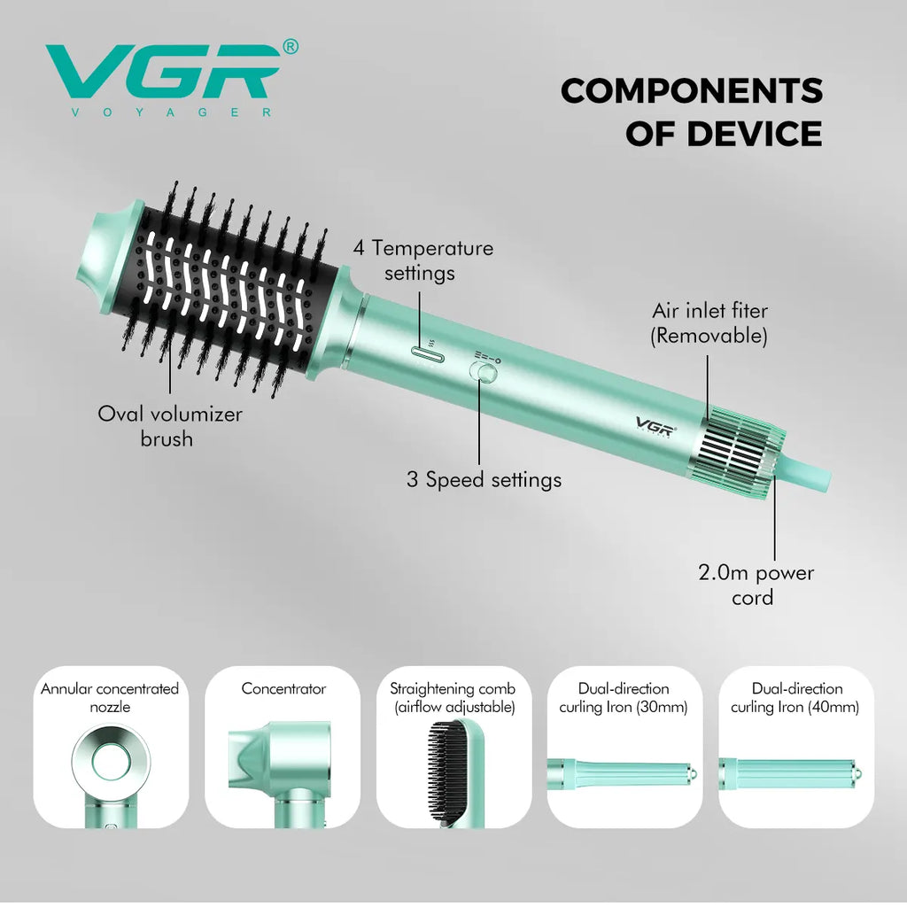 VGR V-478 6-in-1 Professional Hot Air Styler & Hair Dryer Brush