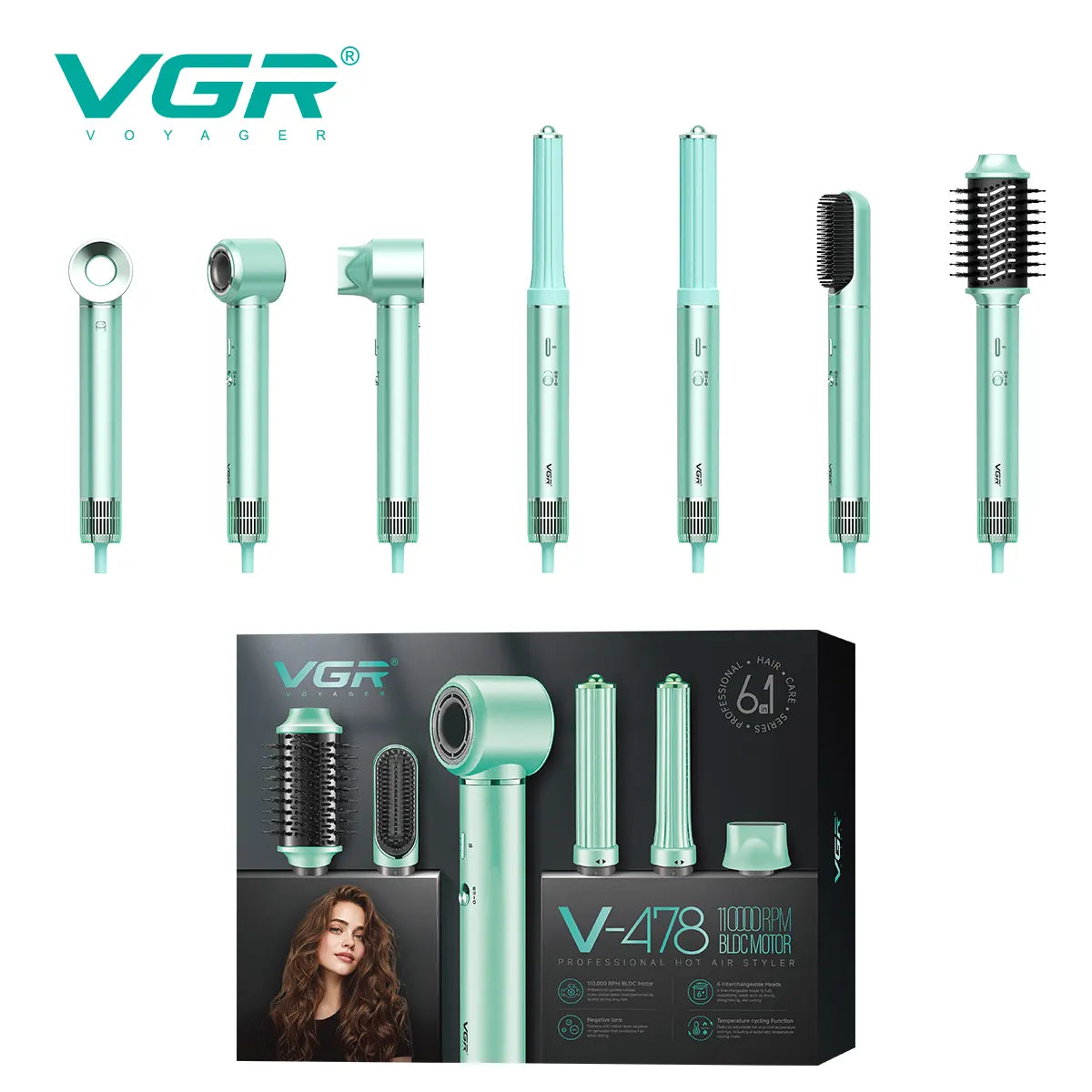 VGR V-478 6-in-1 Professional Hot Air Styler & Hair Dryer Brush