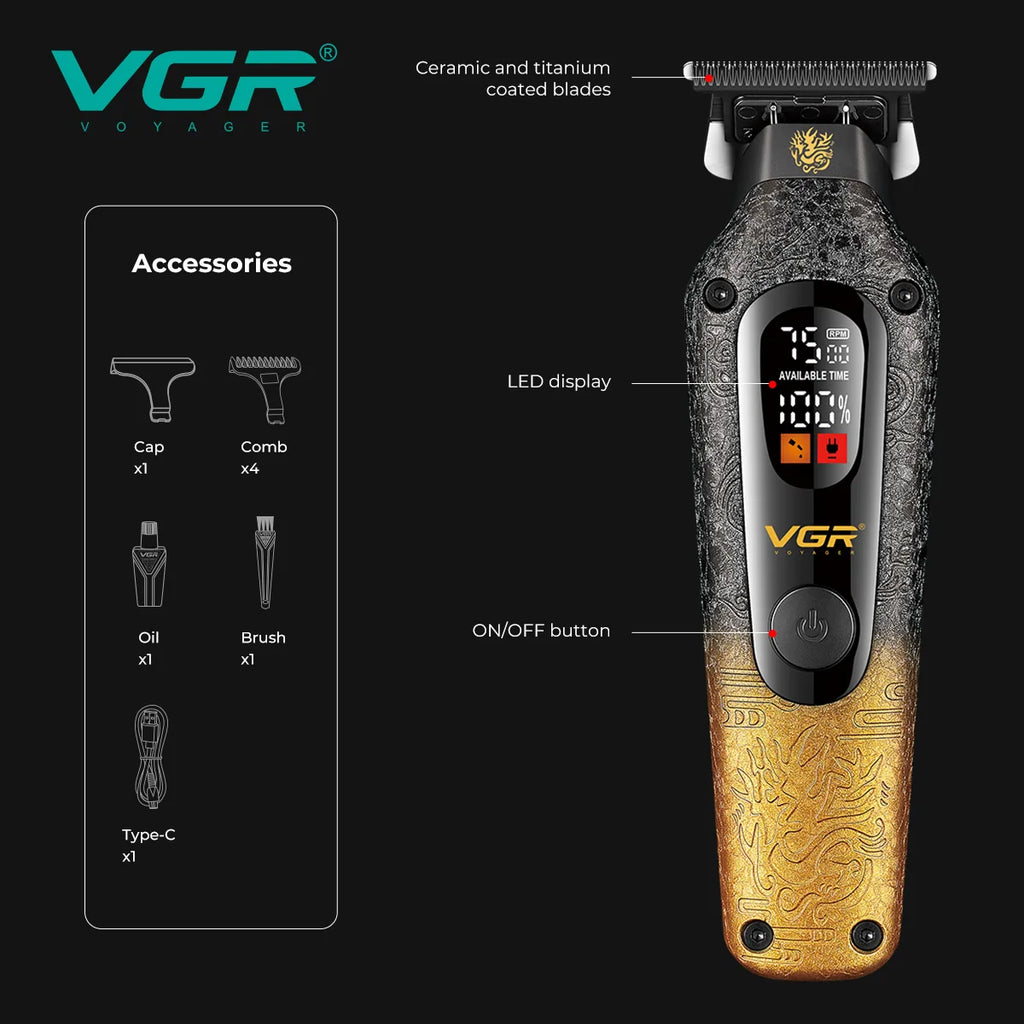VGR V-879T Professional Hair Trimmer (Blue)