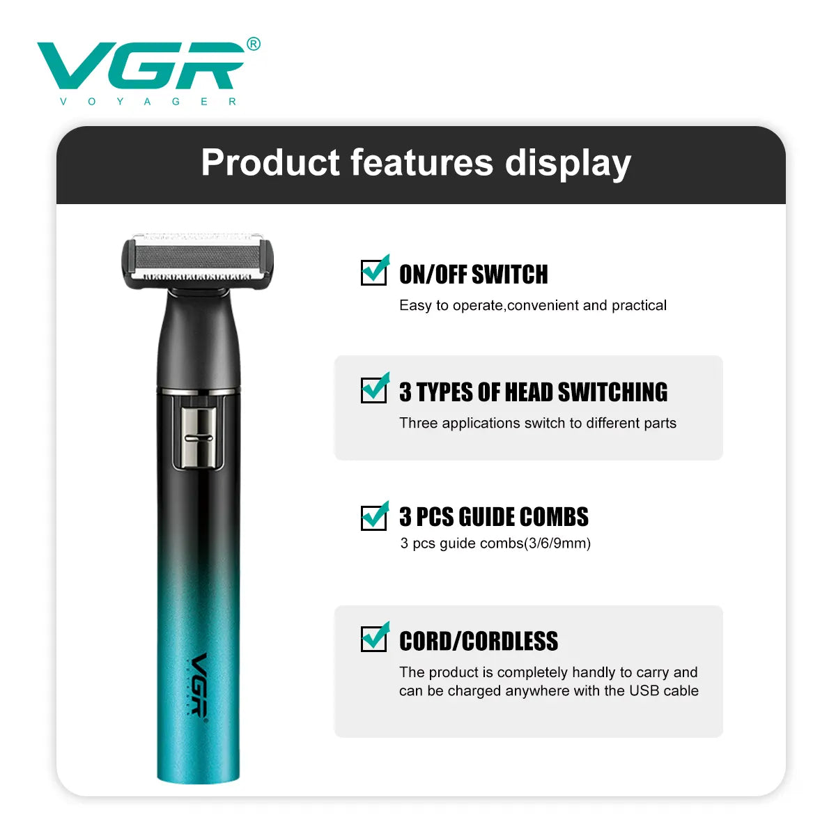 VGR V-628 One Blade, Professional Shaver and Nose Trimmer
