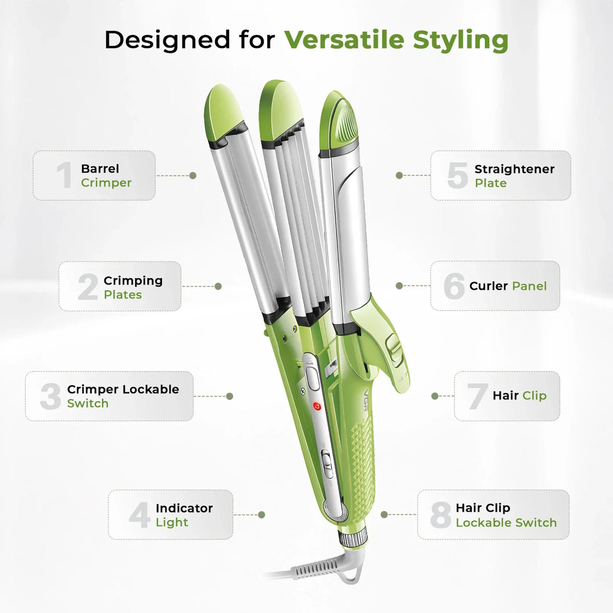 VGR V-569 Professional 4-in-1 Hair Beauty Styler (Green) — Image 6 — VGR