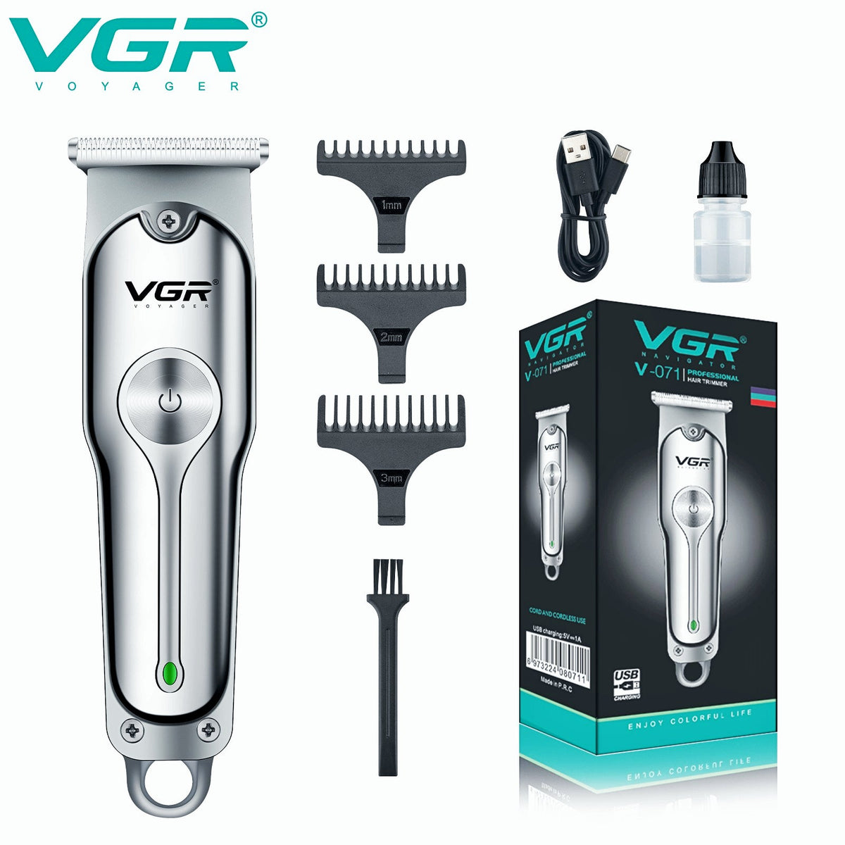 VGR V-071 Professional Hair Trimmer Mini Rechargeable 2 Speed Adjustment — VGR