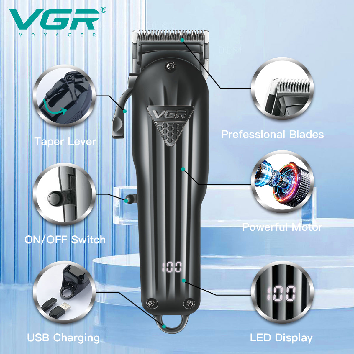 VGR V-282 Hair Trimmer Rechargeable — Image 2 — VGR