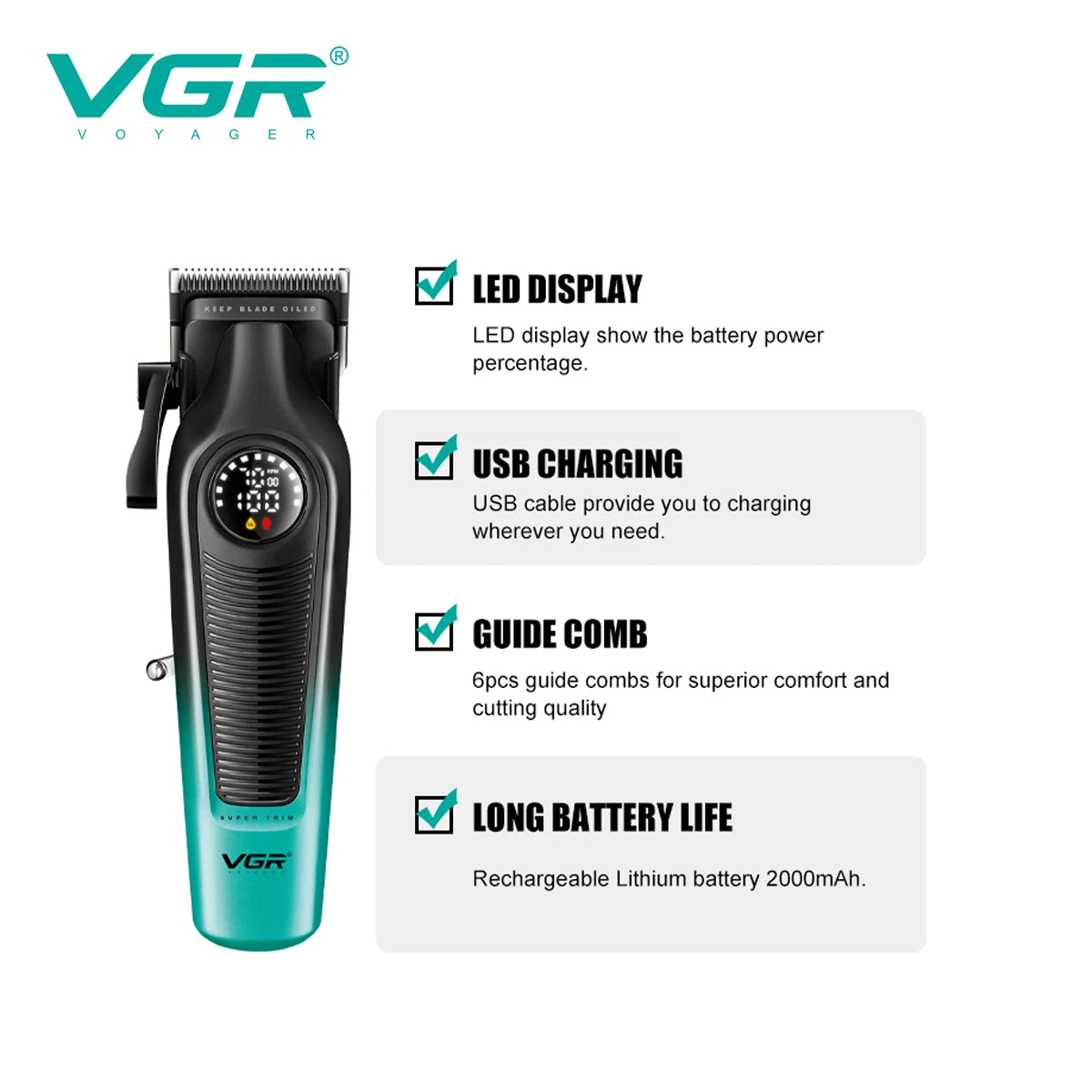 VGR V-196 Hair Clipper Professional Trimmer — Image 2 — VGR