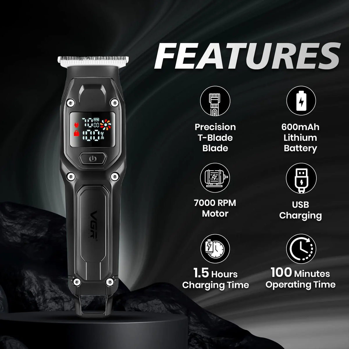 VGR V-964 Professional Hair Trimmer Cord/Cordless For Men — Image 3 — VGR