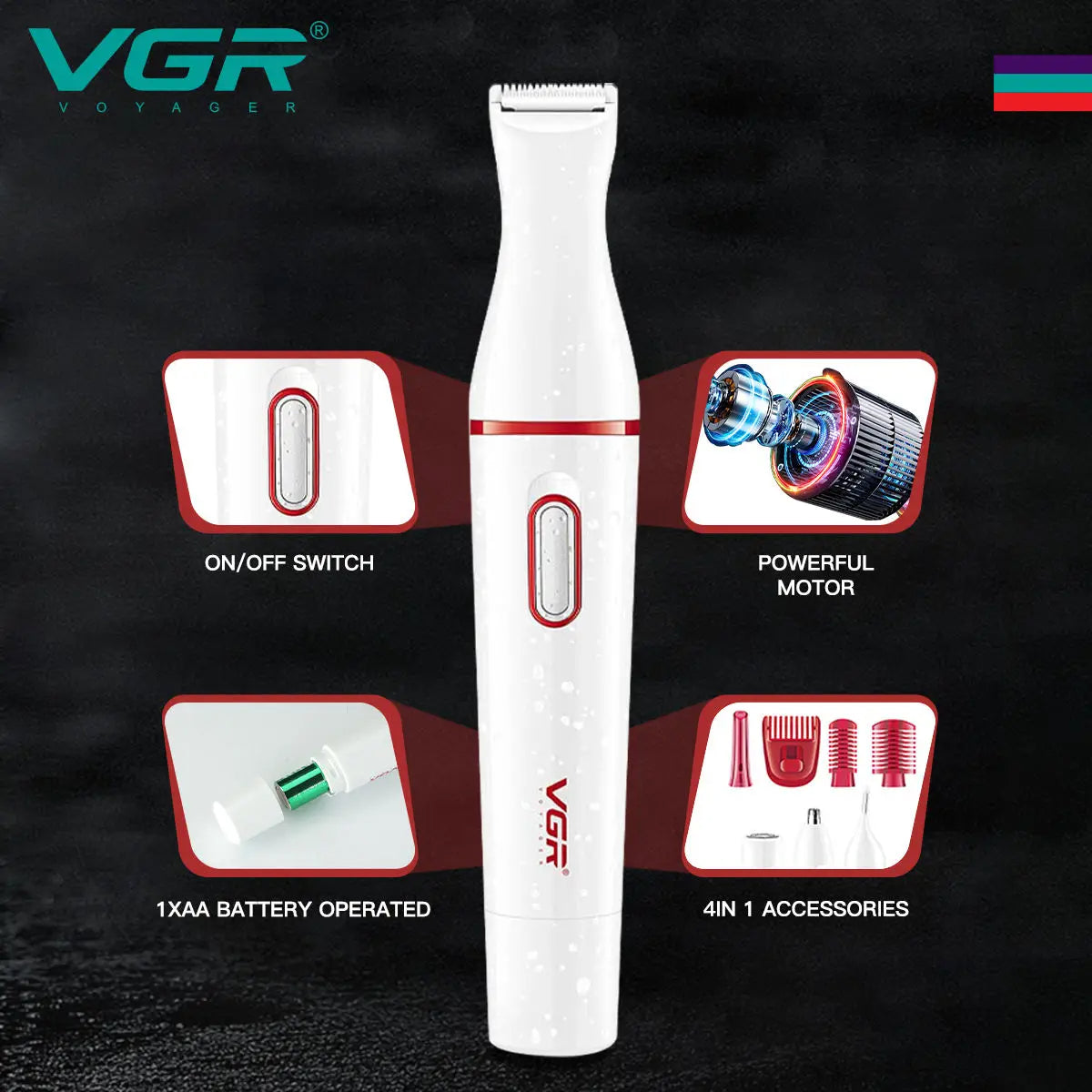 VGR V-725 Women 4 in 1 Waterproof Lady Shaver — Image 3 — VGR