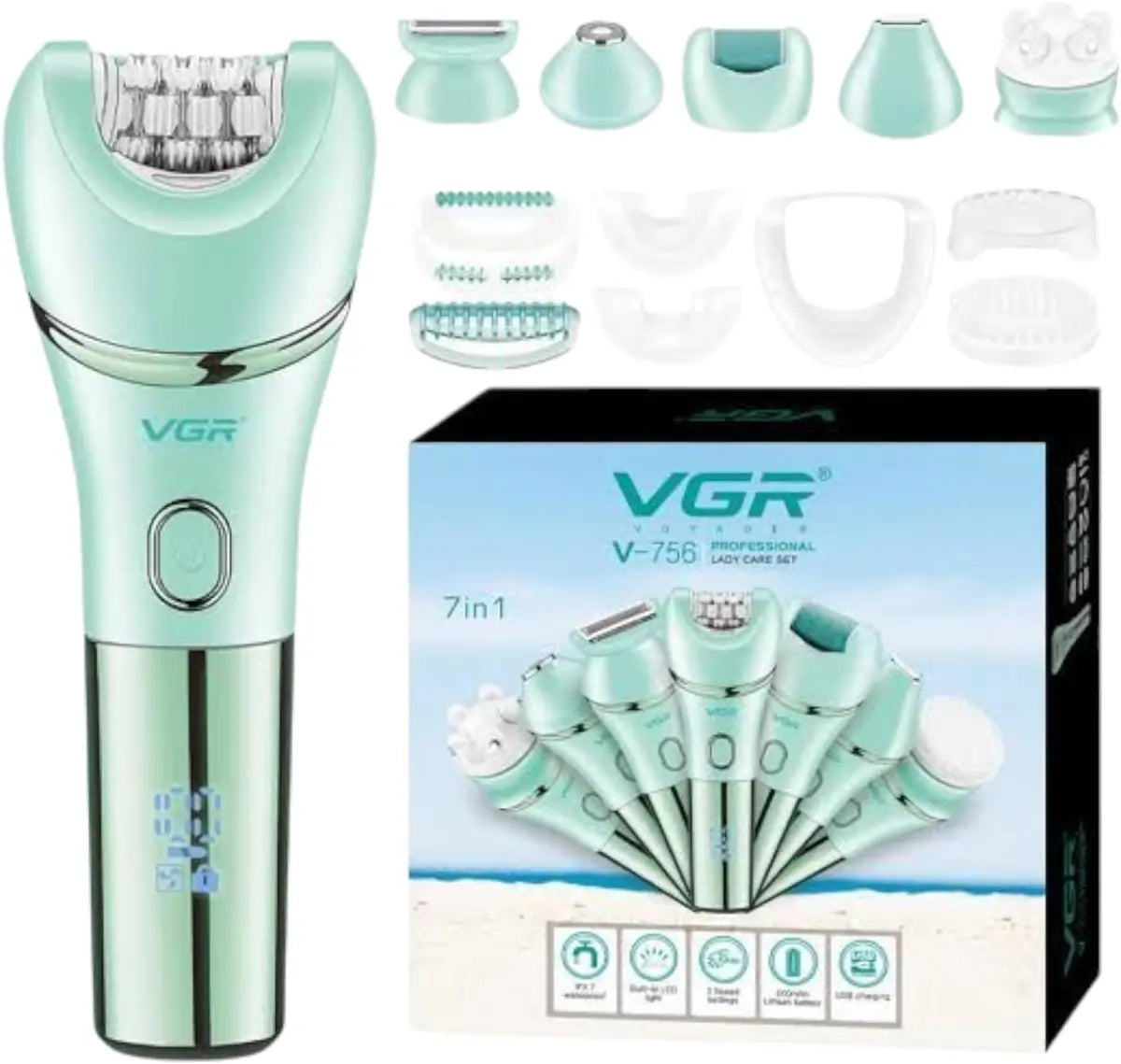 VGR V-756 6 in 1 Female Body Epilator — Image 2 — VGR