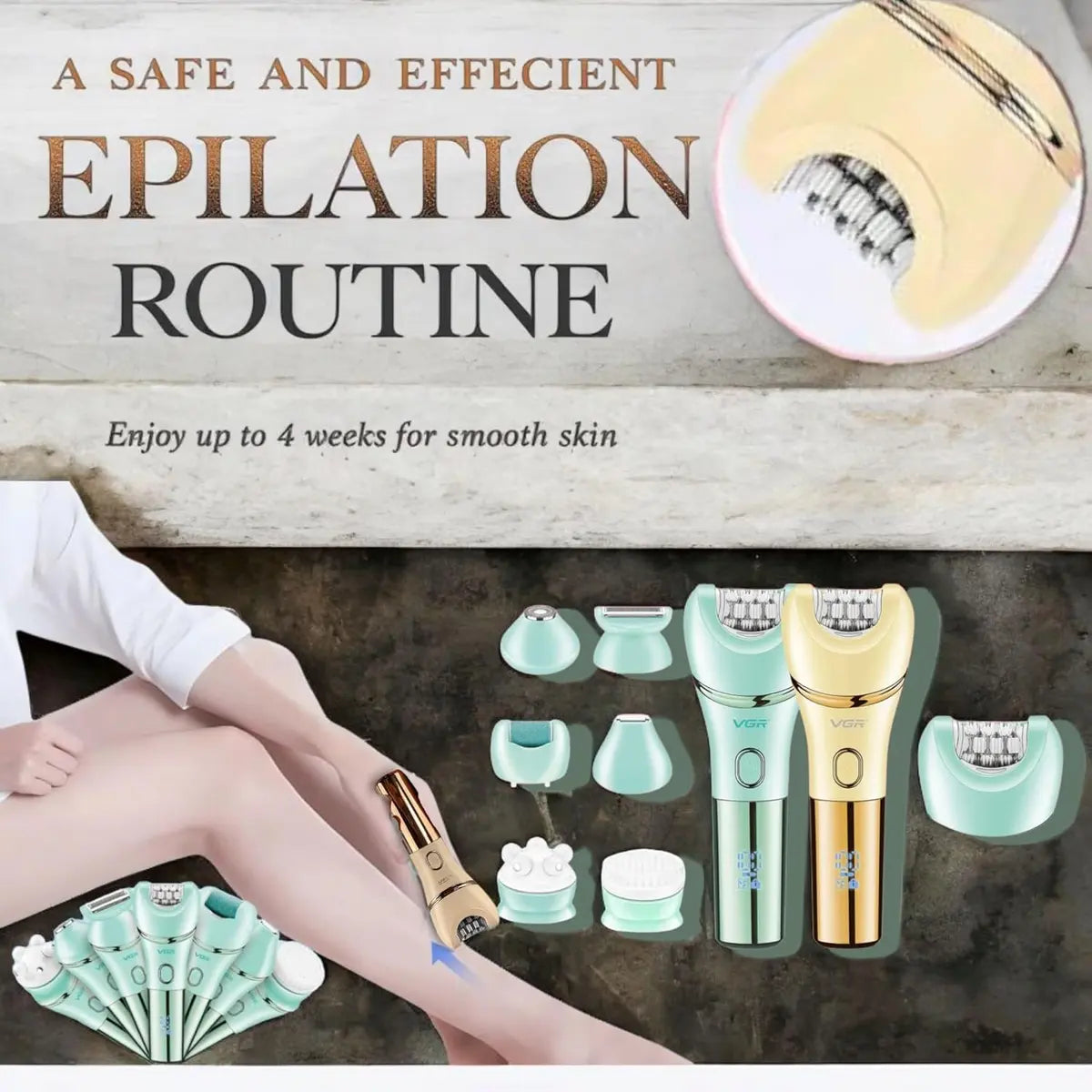 VGR V-756 6 in 1 Female Body Epilator — Image 4 — VGR