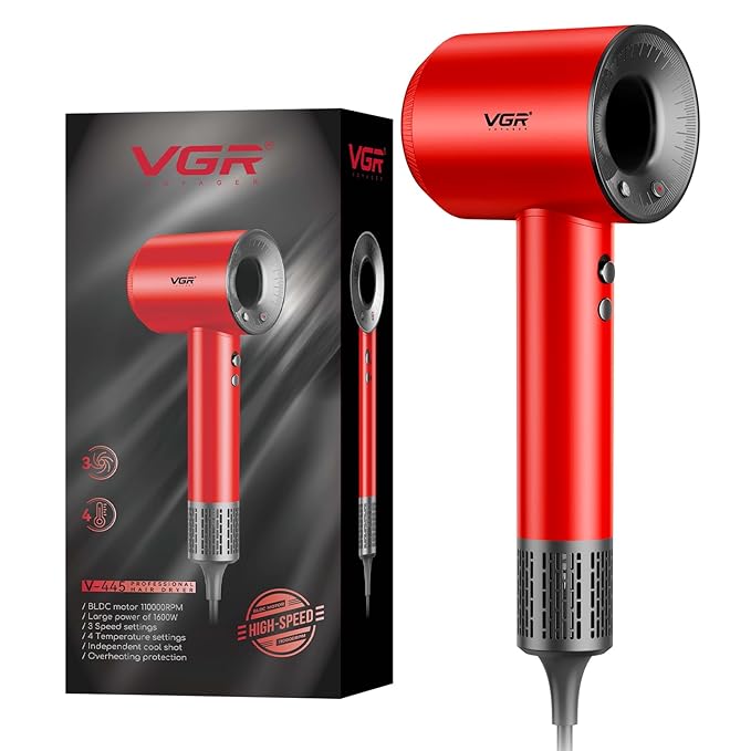 VGR V-445 Professional BLDC Hair Dryer (RED) — Image 4 — VGR
