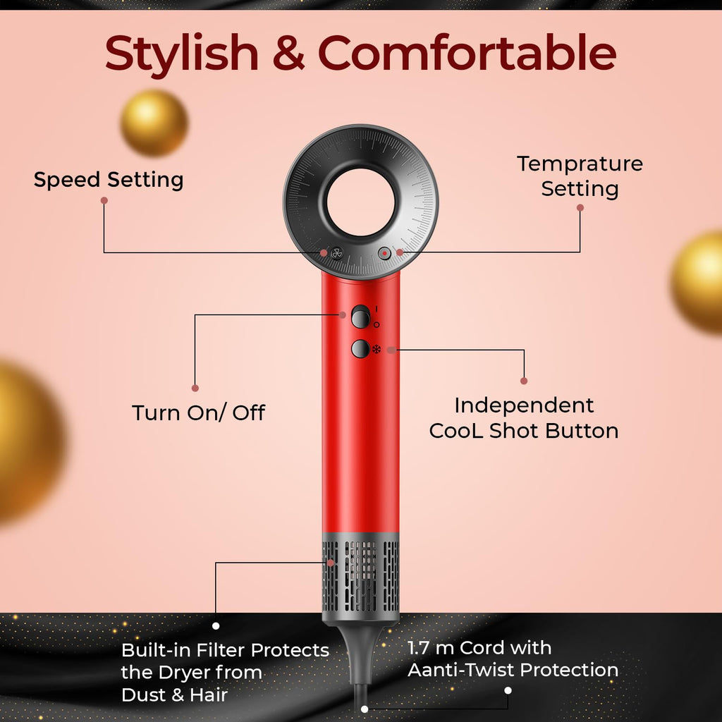 VGR V-445 Professional BLDC Hair Dryer (RED) — Image 7 — VGR