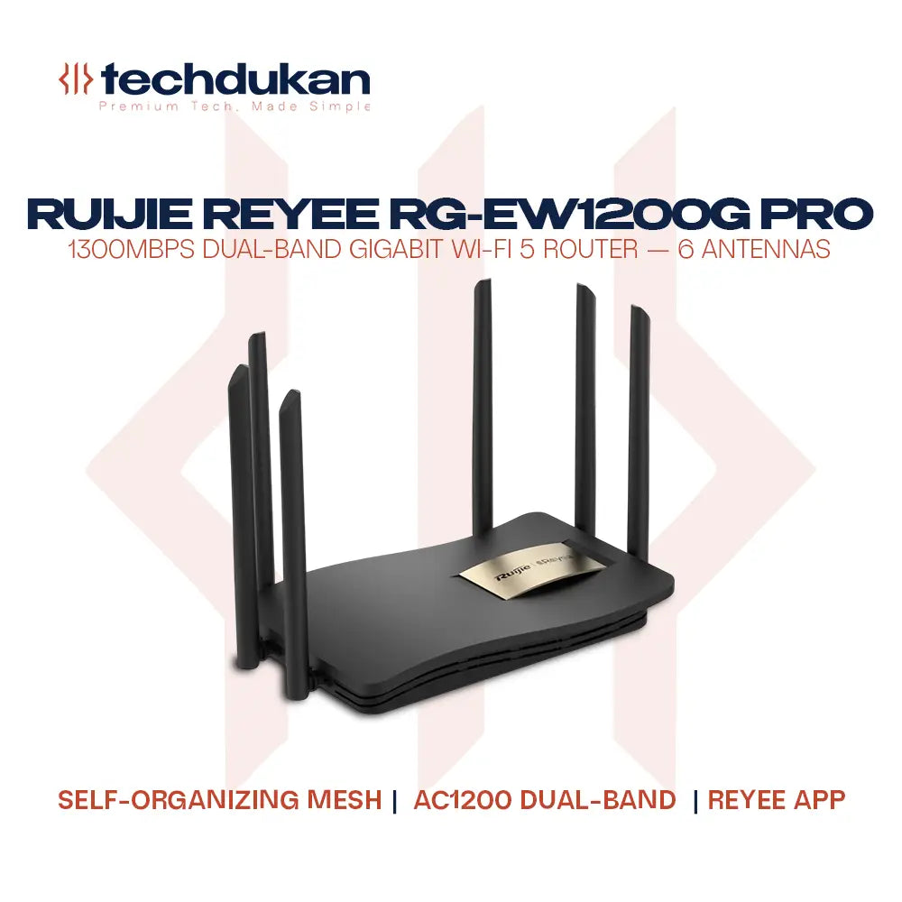 Ruijie Reyee RG-EW1200G PRO 1300Mbps Dual-Band Gigabit Wi-Fi 5 Router — 6 Antennas