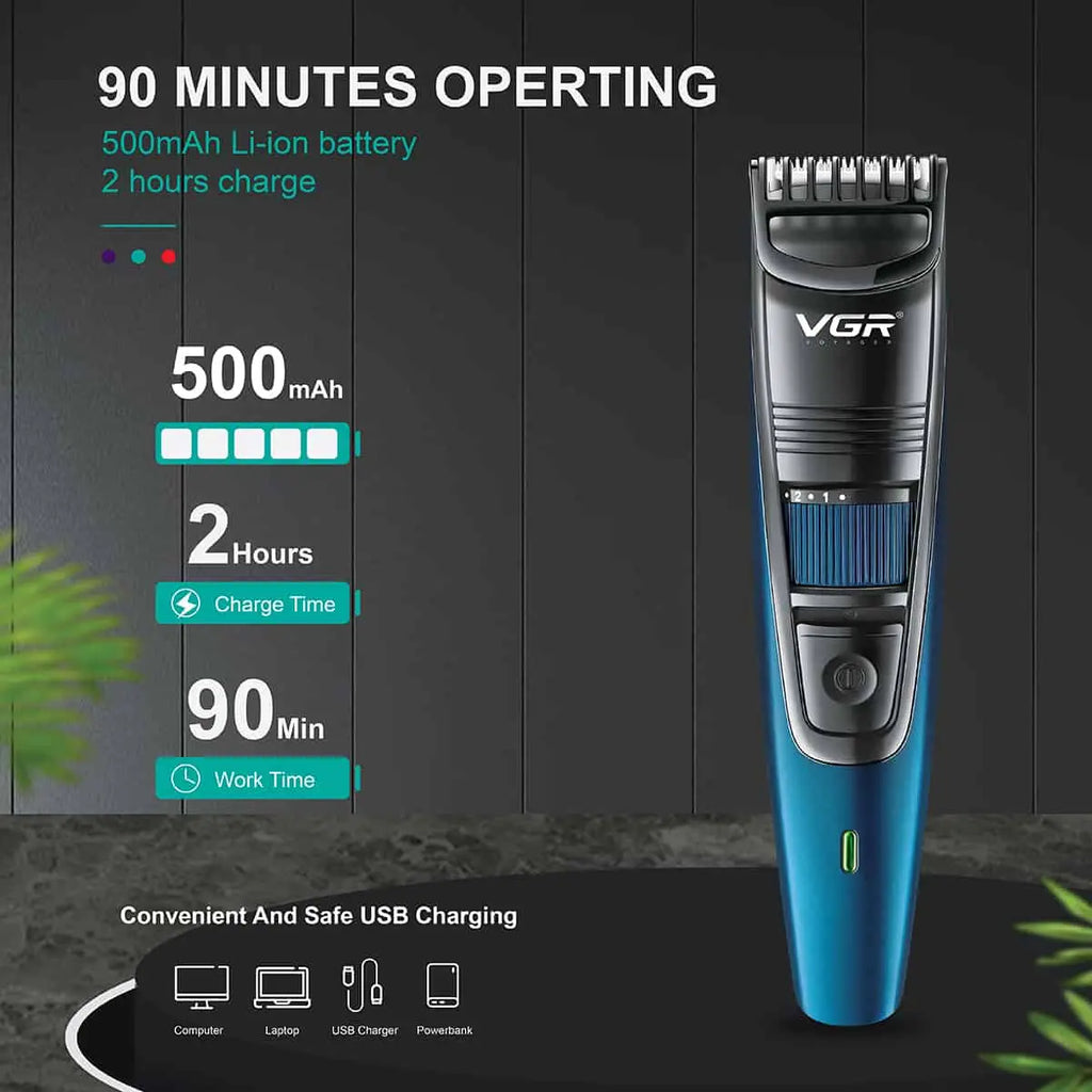 VGR V-052 Professional Beard Trimmer For Men (Blue) — Image 3 — VGR