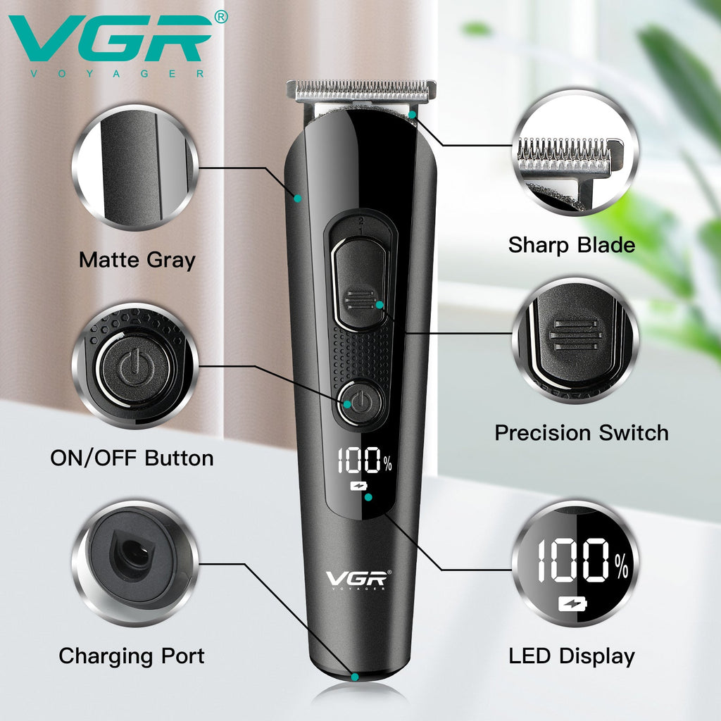 VGR V-175 Professional Cord Cordless Grooming Kit with 5 Guide Combs.