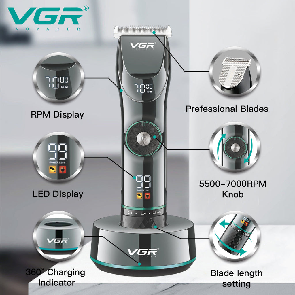 VGR V-256 Hair Clipper For Men, 400 Min Runtime, Black.
