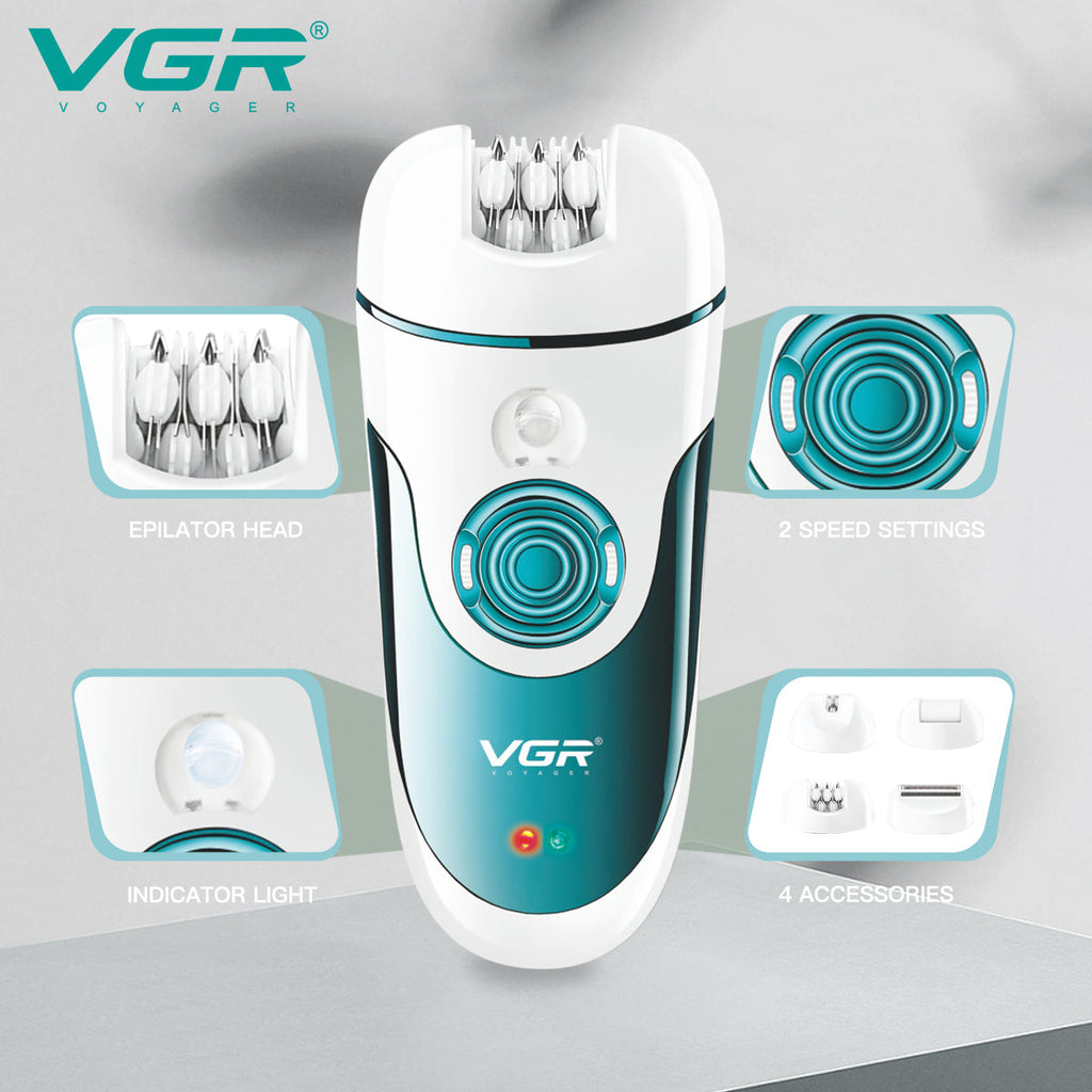 VGR V-700 Cordless Professional 4 in 1 Women Epilator & Shaver for Face, Legs, Underarms & Bikini Area.