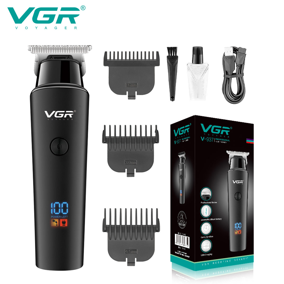 VGR V-937 Professional Cordless Rechargeable Hair Trimmer — Image 2 — VGR