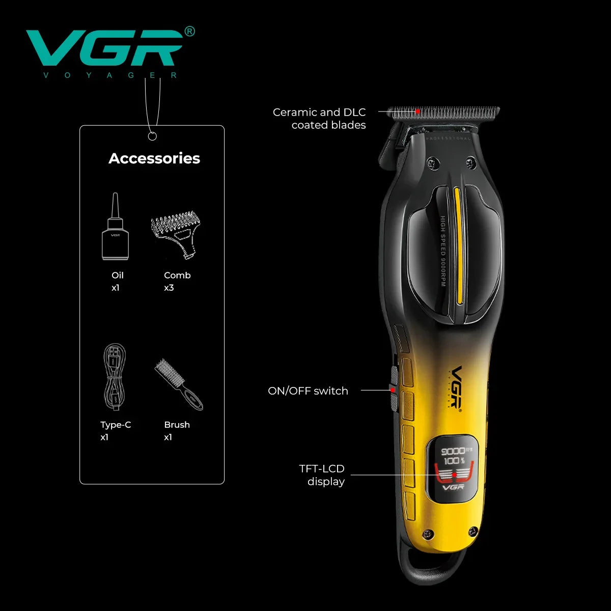 VGR V-226 Salon Series Professional Cordless Hair Trimmer