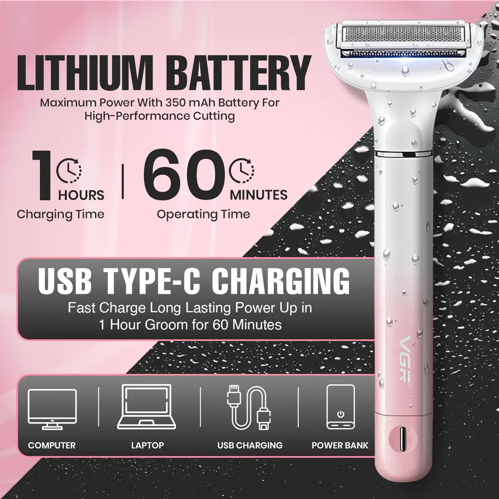 VGR V-611 Professional 3-in-1 Lady Shaver Set (Pink)