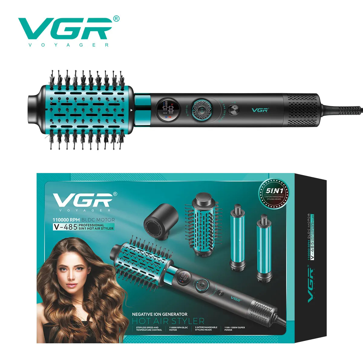VGR V-485 5-in-1 Professional Hot Air Styler & Hair Dryer Brush, 1400W