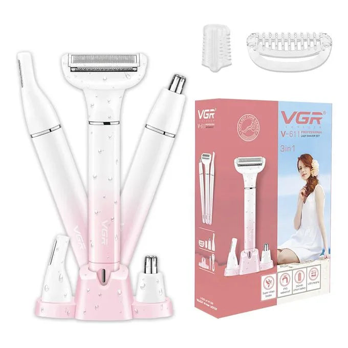 VGR V-611 Professional 3-in-1 Lady Shaver Set (Pink)